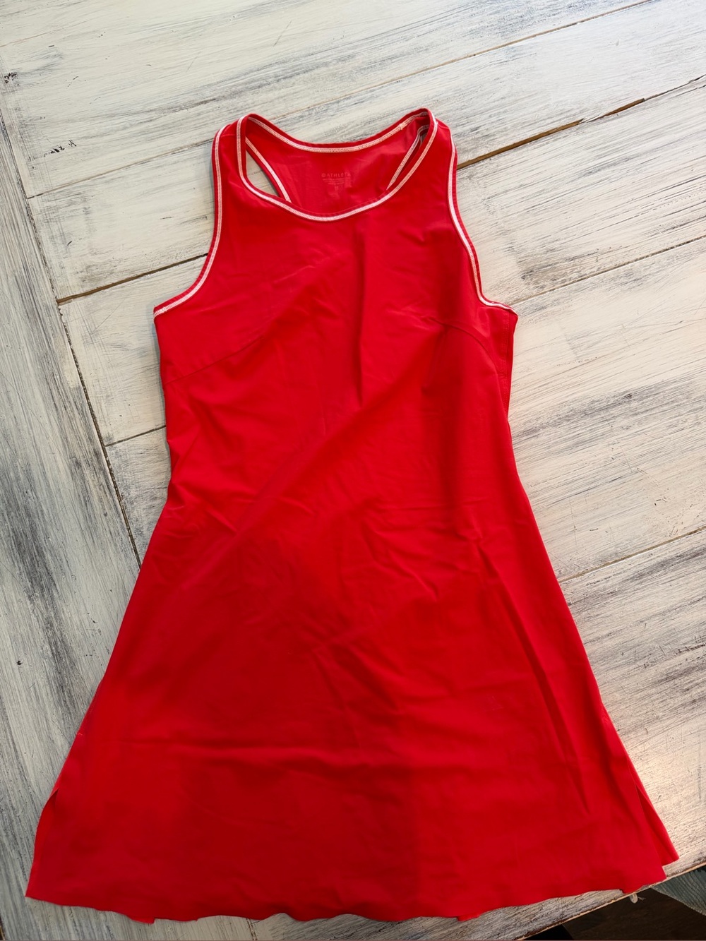 Adorable Athleta Red Racerback Dress with White Trim - Look fab on the courts!